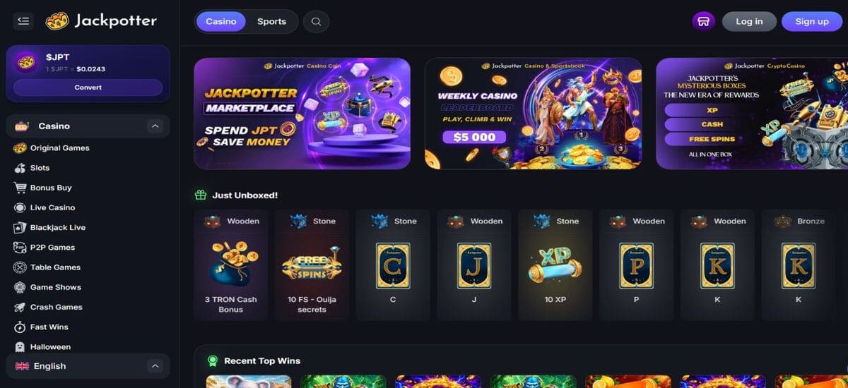 jackpotter casino uk